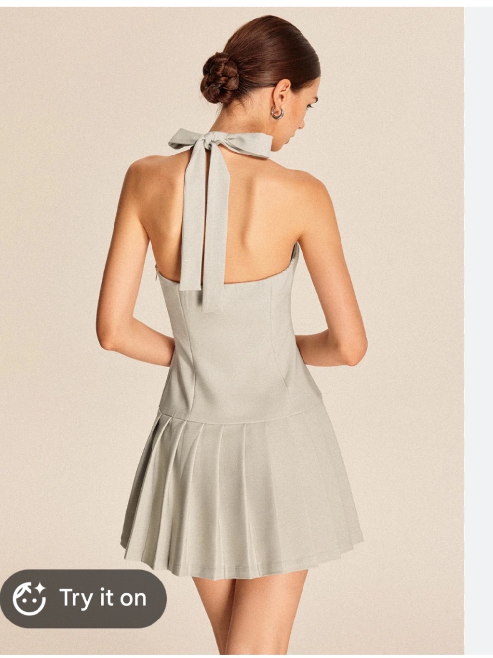 NWOT Commense Pleated Halter Mini Dress - Picture 2 of 7